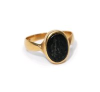 Siegelring 585 Gelbgold mit Achat, Ringgröße 58 - Bild 3