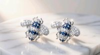 Ohrringe 750 Gold Diamant Saphir Stecker 0,76 ct - Bild 2