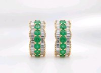 Ohrringe 750 Gold Stecker mit Diamant & Smaragd - Bild 1