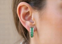 Ohrringe 750 Gold Stecker mit Diamant & Smaragd - Bild 2