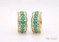 Ohrringe 750 Gold Stecker mit Diamant & Smaragd - Bild 4