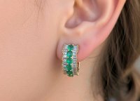 Ohrringe 750 Gold Stecker mit Diamant & Smaragd - Bild 6