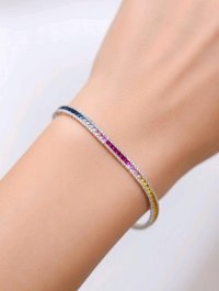 Armreif 585 Gelbgold mit Diamant & Saphir - Bild 3