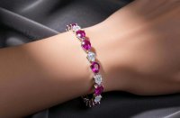 Armreif 750 Gold mit Diamant und Saphir - Bild 2