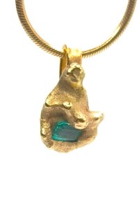 Anhänger 916 Gold Goldnugget 0,35 ct Smaragd - Bild 5