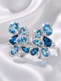 Ohrstecker 750 Gold Aquamarin 0,9ct Diamant 0,2ct - Bild 2