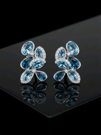 Ohrstecker 750 Gold Aquamarin 0,9ct Diamant 0,2ct - Bild 3
