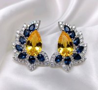 585 Gold Ohrringe Creolen Diamant Saphir Beryll - Bild 1