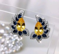 585 Gold Ohrringe Creolen Diamant Saphir Beryll - Bild 2