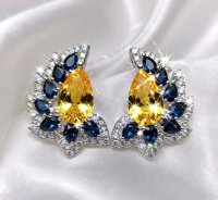 585 Gold Ohrringe Creolen Diamant Saphir Beryll - Bild 4