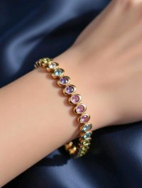 Armreif 585 Gold Citrin Amethyst 2,67 ct - Bild 2
