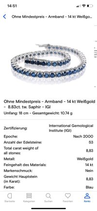 Tennisarmband 585 Gold Saphir 8,83 ct - Bild 2