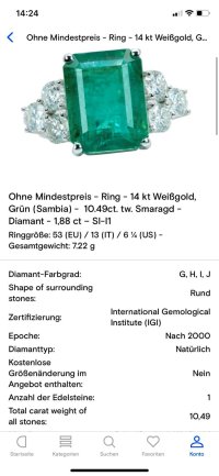 Verlobungsring 585 Gold Smaragd Diamant 10,49 ct - Bild 2