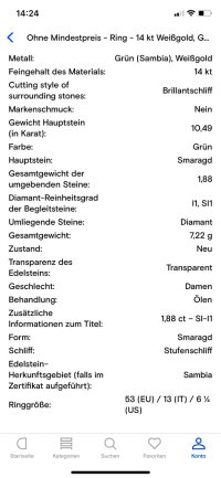 Verlobungsring 585 Gold Smaragd Diamant 10,49 ct - Bild 11