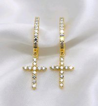 Ohrringe 585 Gold Diamant 0,57 ct Kreuz Stecker - Bild 1