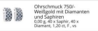 Creolen 750 Gold 1,2 ct Diamant & Saphir - Bild 2