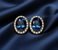 Ohrringe 585 Gold Saphir 1,92 ct Diamant Stecker - Bild 2