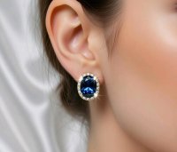 Ohrringe 585 Gold Saphir 1,92 ct Diamant Stecker - Bild 3