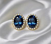 Ohrringe 585 Gold Saphir 1,92 ct Diamant Stecker - Bild 5