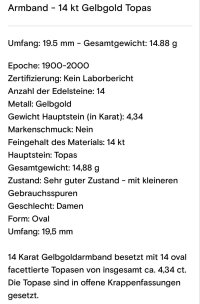 Armreif 585 Gold mit Blau-Topas 4,34 ct - Bild 2