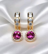 Creolen 585 Gold mit Turmalin und Diamant - Bild 1