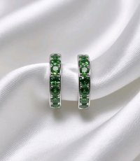 Ohrringe 585 Gold Tsavorit 1,03 ct Stecker Creolen - Bild 1