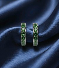 Ohrringe 585 Gold Tsavorit 1,03 ct Stecker Creolen - Bild 4