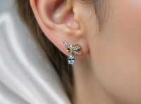 Ohrringe 585 Gold Aquamarin Diamant 1,1 ct Stecker - Bild 2