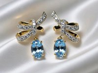 Ohrringe 585 Gold Aquamarin Diamant 1,1 ct Stecker - Bild 3