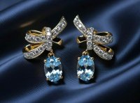Ohrringe 585 Gold Aquamarin Diamant 1,1 ct Stecker - Bild 5