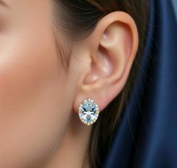 Ohrringe 585 Gold Aquamarin 1,91 ct Diamant - Bild 4