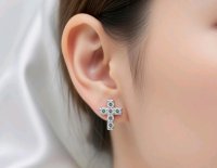 Ohrstecker 585 Gelbgold Diamant 0,3 ct Kreuz - Bild 3