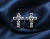 Ohrstecker 585 Gelbgold Diamant 0,3 ct Kreuz - Bild 4