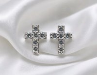 Ohrstecker 585 Gelbgold Diamant 0,3 ct Kreuz - Bild 5