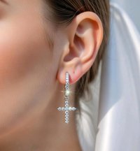 Ohrstecker 585 Gold Diamant 0,55 ct Kreuz - Bild 3