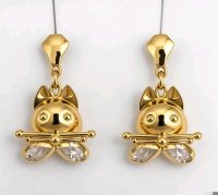 Ohrstecker 750 Gold Katze Creolen - Bild 1