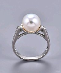 Ring 750 Gold 18K Perle Diamant Verlobung Ehe - Bild 2