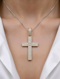 Kreuzanhänger 750 Gold mit 0,8 ct Diamant - Bild 3