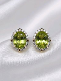 Ohrringe 585 Gold Peridot 2,48 ct Diamant 0,21 ct - Bild 1