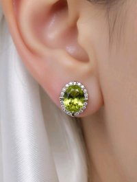 Ohrringe 585 Gold Peridot 2,48 ct Diamant 0,21 ct - Bild 2