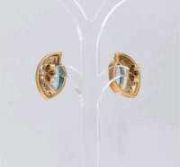 Ohrringe 585 Gold Stecker Blau Topas 0,9 ct Diamanten - Bild 7