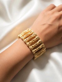 Armreif 585 Gelbgold 14K Massiv Breit - Bild 7