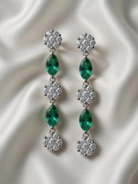 Ohrringe 585 Gold Stecker 0,85 ct Smaragd & Diamant - Bild 4