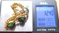 Armreif 585 Gelbgold Antik Käfer Rubin Perle 19 cm - Bild 7