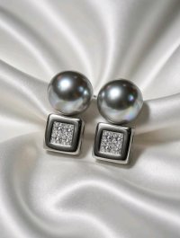 Ohrringe 750 Gold Diamant Perle Stecker 0,8 ct - Bild 1