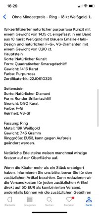 Verlobungsring 585 Gold Kunzit 14,15 ct Diamant - Bild 8