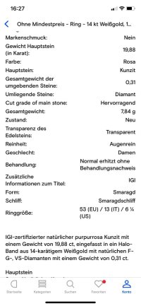 Verlobungsring 585 Gold 14K Kunzit 19,88ct Diamant - Bild 7