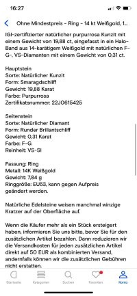 Verlobungsring 585 Gold 14K Kunzit 19,88ct Diamant - Bild 8