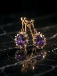 Creolen 333 Gold Diamant Amethyst 2,5 Ct - Bild 4