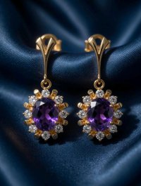 Creolen 333 Gold Diamant Amethyst 2,5 Ct - Bild 8